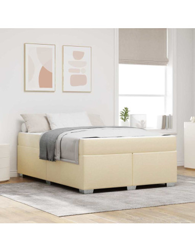 Struttura del letto con materasso Crema 140 x 200 cm Tessuto