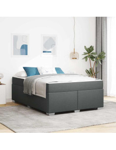 Struttura del letto Grigio scuro 160 x 200 cm Tessuto 2