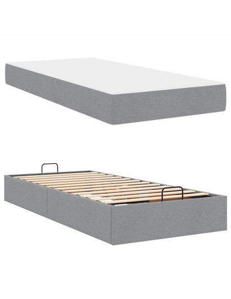 Struttura del letto Grigio chiaro 100 x 200 cm Tessuto