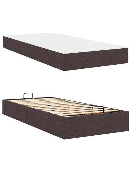 Struttura del letto Marrone scuro 100 x 200 cm Tessuto