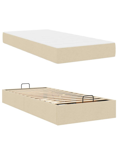 Struttura letto con materasso con materasso 2 pcs Crema Tessuto