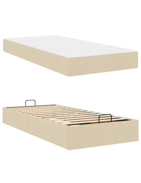 Struttura letto con materasso con materasso 2 pcs Crema Tessuto