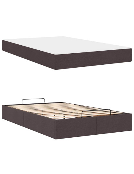 Struttura del letto Marrone scuro 120 x 190 cm Tessuto
