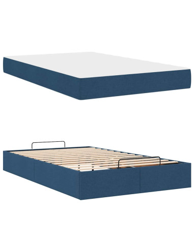 Struttura letto con materasso con materasso 2 pcs Blu Tessuto