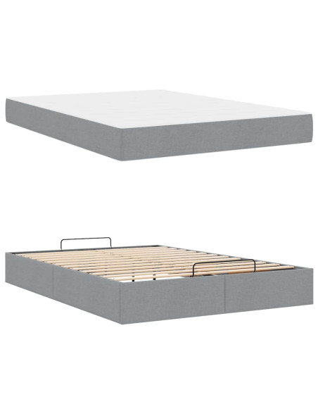Struttura del letto Grigio chiaro 140 x 190 cm Tessuto