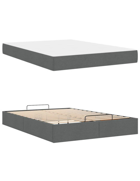 Struttura del letto Grigio scuro 140 x 190 cm Tessuto