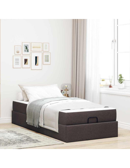 Struttura del letto Marrone scuro 90 x 200 cm Tessuto