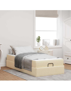 Struttura letto con materasso con materasso 2 pcs Crema Tessuto 2