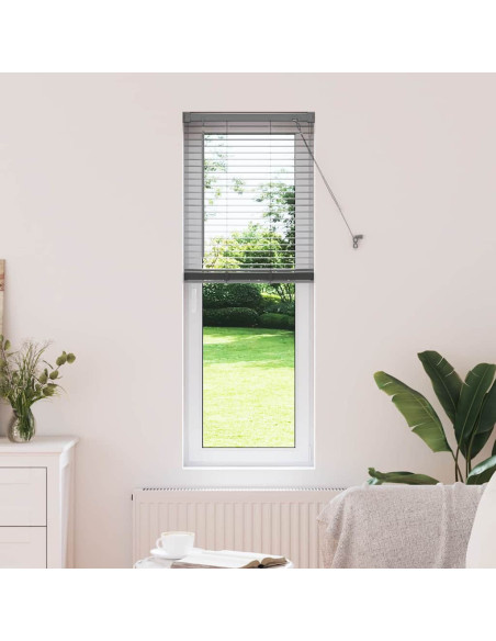 Tenda per Finestra con tende Altro Grigio scuro 80 x 130 cm Alluminio