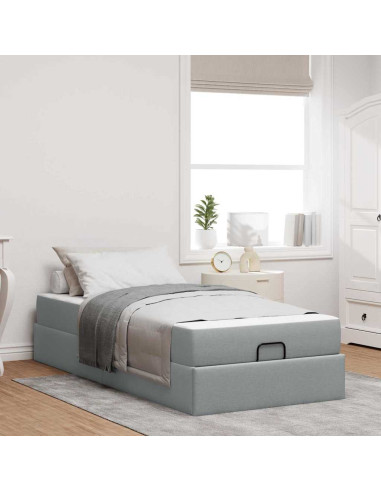 Struttura letto con materasso 2 pcs Grigio chiaro Tessuto