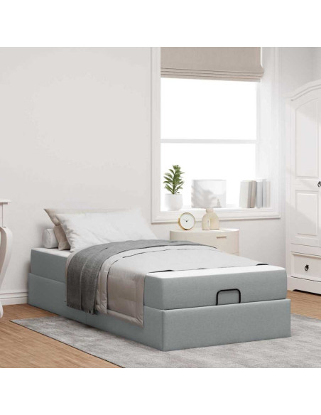 Struttura del letto Grigio chiaro 100 x 200 cm Tessuto