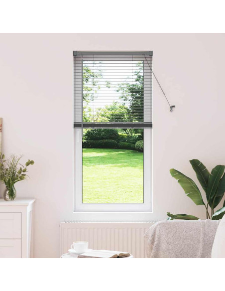 Tenda per Finestra con tende Altro Grigio scuro 80 x 130 cm Alluminio