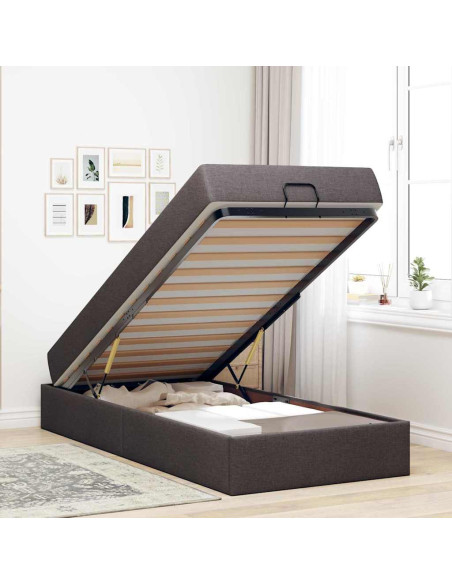 Struttura del letto Marrone scuro 100 x 200 cm Tessuto