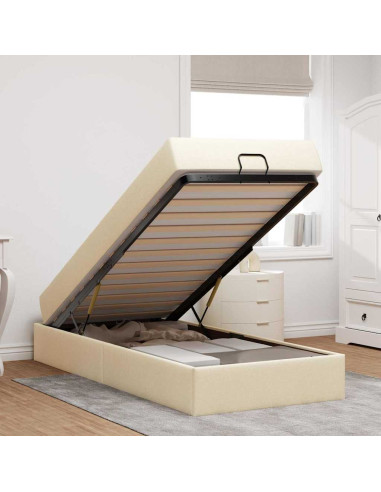 Struttura letto con materasso con materasso 2 pcs Crema Tessuto