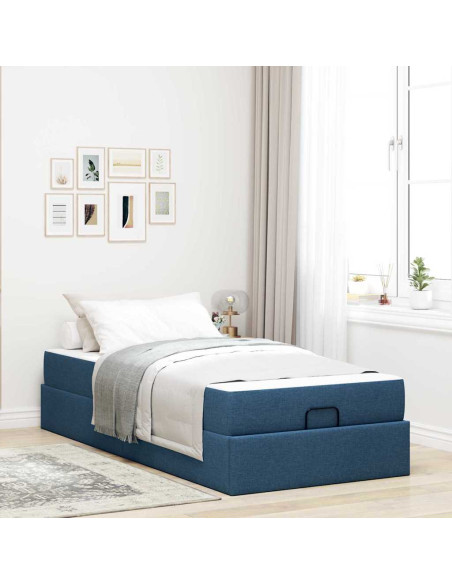 Struttura del letto Blu 100 x 200 cm Tessuto