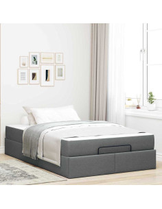 Struttura letto con materasso 2 pcs Grigio Sfumato Tessuto 2