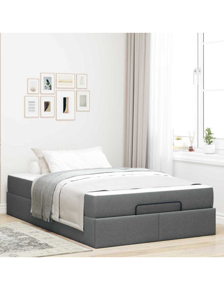 Struttura del letto Grigio scuro 120 x 190 cm Tessuto