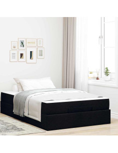 Struttura letto con materasso con materasso 2 pcs Nero Tessuto 2