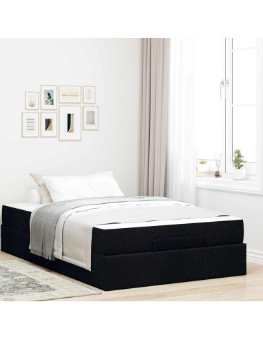 Struttura letto con materasso con materasso 2 pcs Nero Tessuto