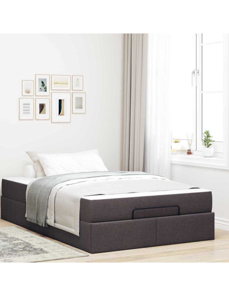 Struttura del letto Marrone scuro 120 x 190 cm Tessuto