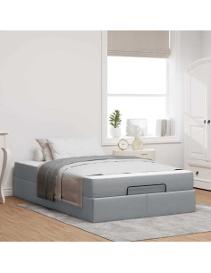 Struttura letto con materasso 2 pcs Grigio chiaro Tessuto 2