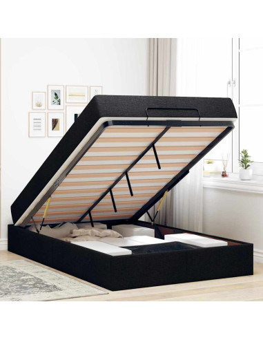 Struttura letto con materasso con materasso 2 pcs Nero Tessuto