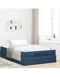 Struttura letto con materasso con materasso 2 pcs Blu Tessuto 2