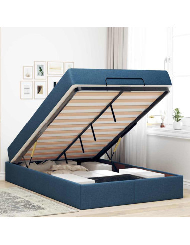 Struttura letto con materasso con materasso 2 pcs Blu Tessuto