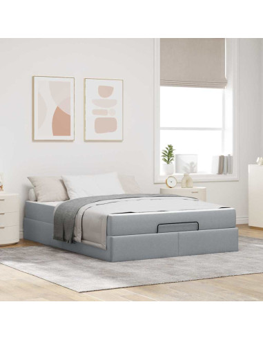 Struttura letto con materasso 2 pcs Grigio chiaro Tessuto