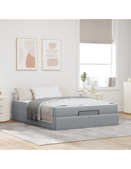 Struttura del letto Grigio chiaro 140 x 190 cm Tessuto