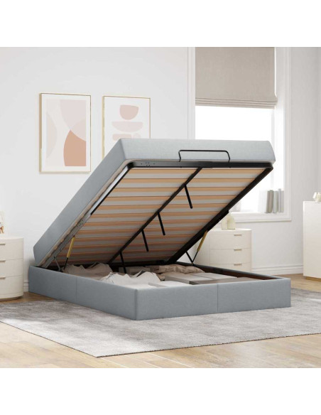 Struttura del letto Grigio chiaro 140 x 190 cm Tessuto