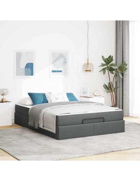 Struttura del letto Grigio scuro 140 x 190 cm Tessuto