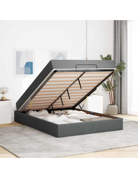 Struttura del letto Grigio scuro 140 x 190 cm Tessuto