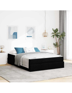 Struttura letto con materasso con materasso 2 pcs Nero Tessuto 2