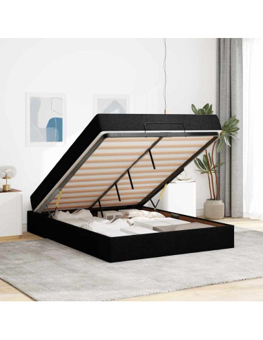 Struttura letto con materasso con materasso 2 pcs Nero Tessuto