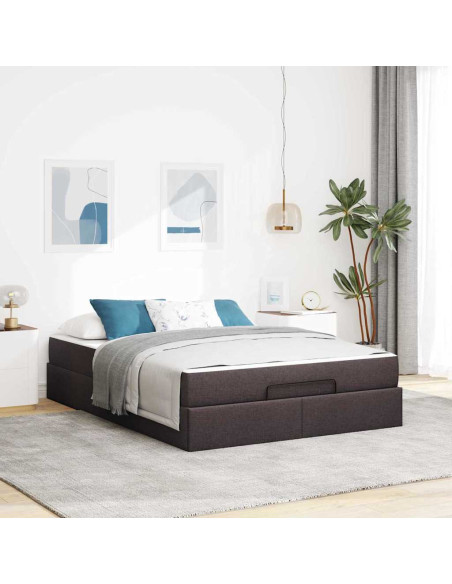 Struttura del letto Marrone scuro 140 x 190 cm Tessuto