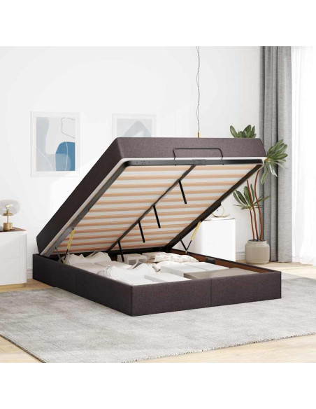 Struttura del letto Marrone scuro 140 x 190 cm Tessuto