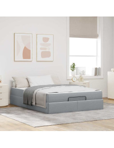 Struttura letto con materasso 2 pcs Grigio chiaro Tessuto 2