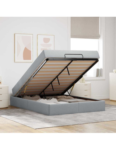 Struttura letto con materasso 2 pcs Grigio chiaro Tessuto