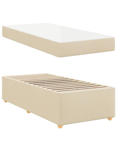 Struttura del letto con materasso Crema 90 x 190 cm Tessuto