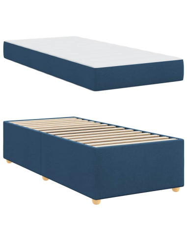 Struttura del letto con materasso Blu 90 x 190 cm Tessuto