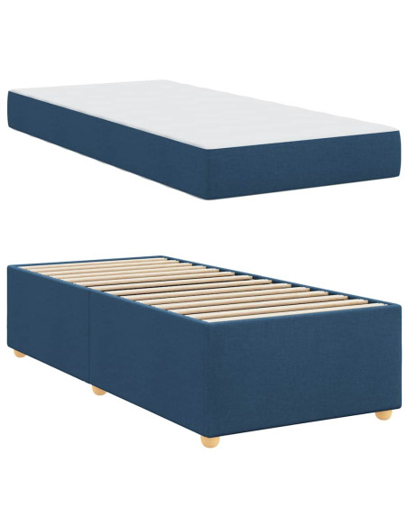 Struttura del letto con materasso Blu 90 x 190 cm Tessuto
