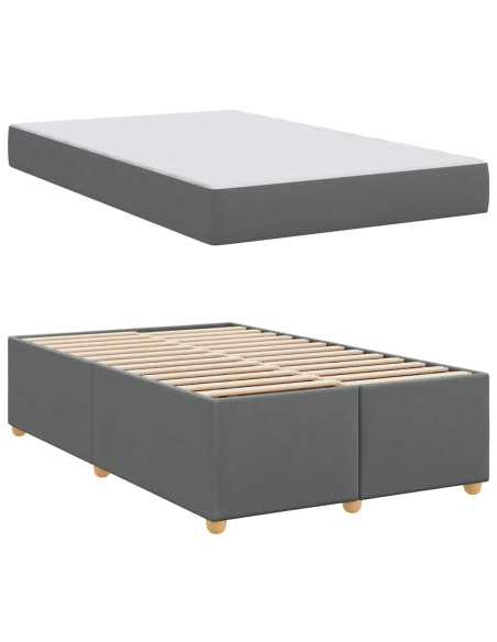 Struttura letto con materasso Grigio scuro 120 x 190 cm Tessuto