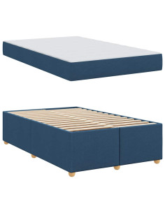 Struttura del letto con materasso Blu 120 x 190 cm Tessuto