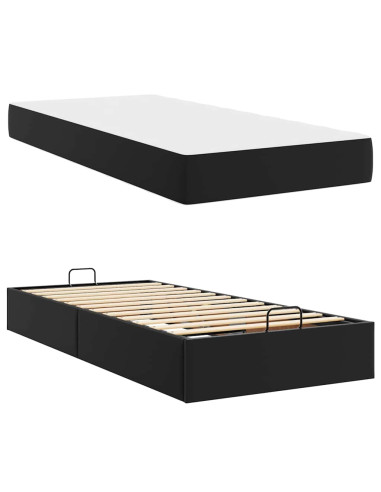Struttura letto con materasso con materasso 2 pcs Nero PVC