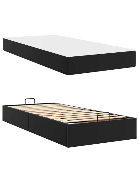 Struttura letto con materasso Nero 100 x 200 cm Pelle sintetica