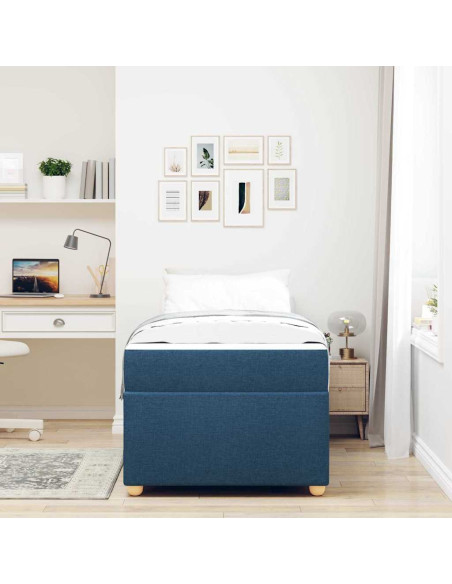 Struttura del letto con materasso Blu 80 x 200 cm Tessuto