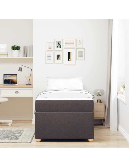 Struttura del letto Marrone Scuro 90 x 190 cm Tessuto