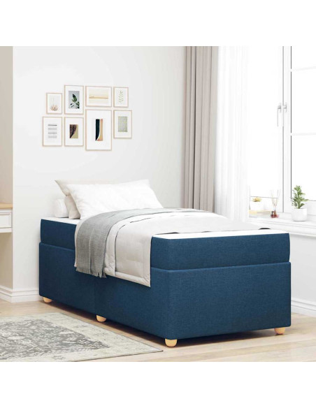 Struttura del letto con materasso Blu 90 x 190 cm Tessuto