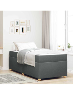 Struttura del letto Grigio scuro 90 x 200 cm Tessuto 2